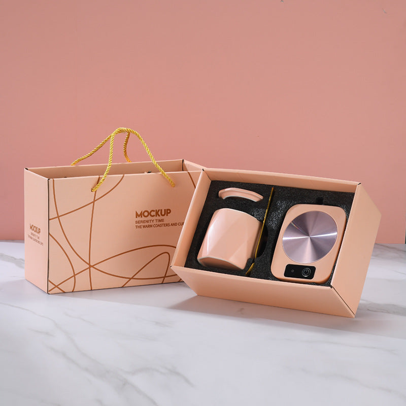 Teacher's Day Gift New Thermostatic mug gift box heating coaster thermal dish ceramic business creative gift mug new 45 degree warming mug