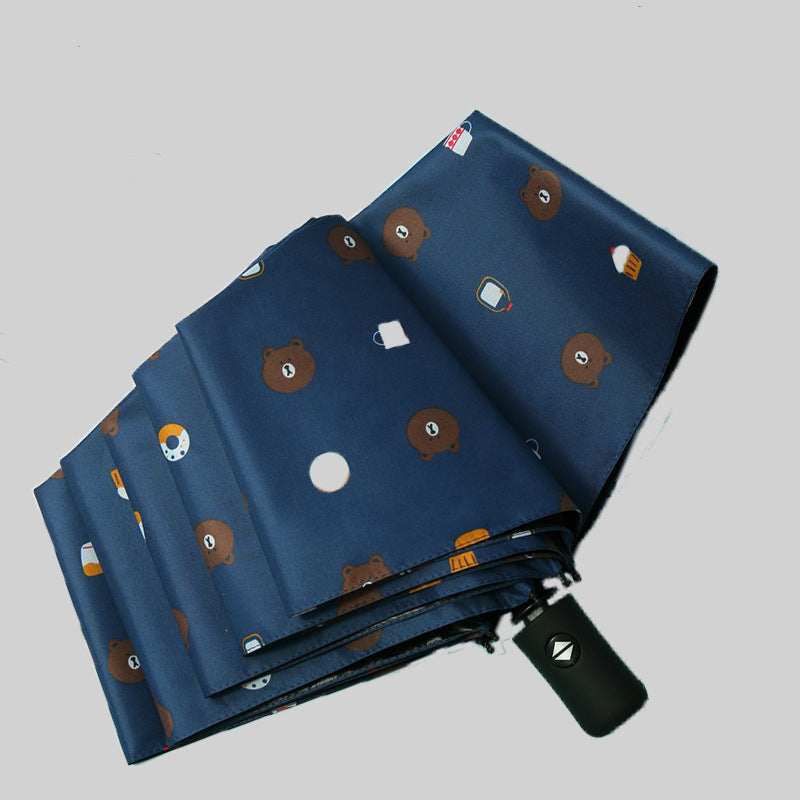 Anti-Uv Automatic Manual Daisy Bear Design Foldable Lightweight Umbrella
