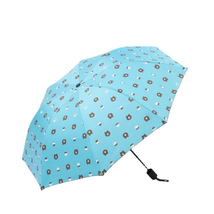 Anti-Uv Automatic Manual Daisy Bear Design Foldable Lightweight Umbrella