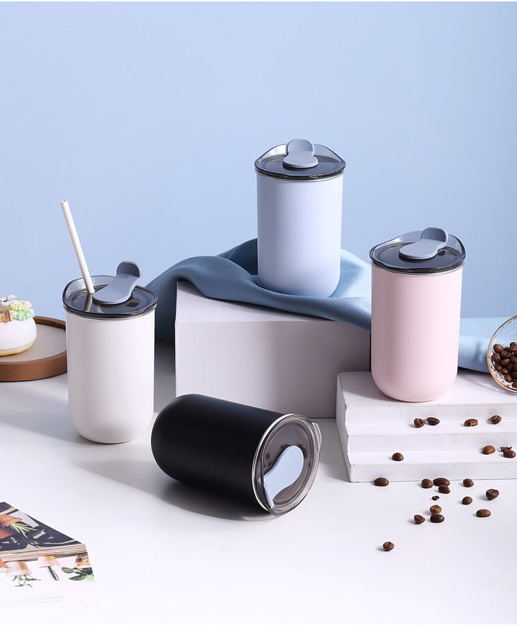 SG Ready Stock Portable 304 Stainless Steel Insulation Coffee Mug /Ins Style Travelling Mug/ Office Cup For Hot and Cold Drinks/Packing Cup