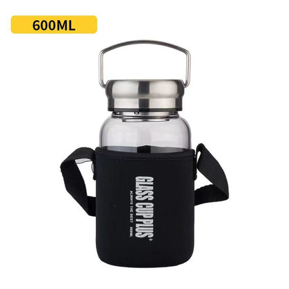 Large capacity portable glass water bottle with varying capacities (2000ml, 1500ml, 1000ml, 700ml) for outdoor sports