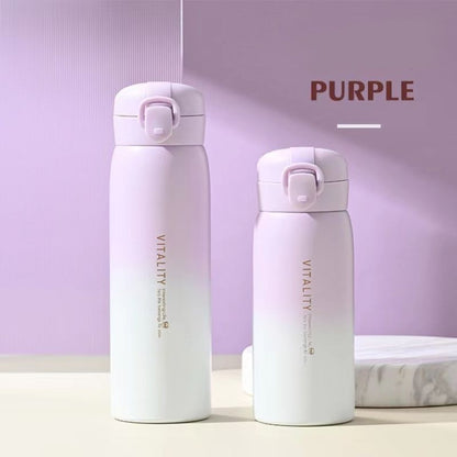 Stylish  Gift Stainless Steel Insulated Student Water Bottle with Gradient Design & Bounce Lid