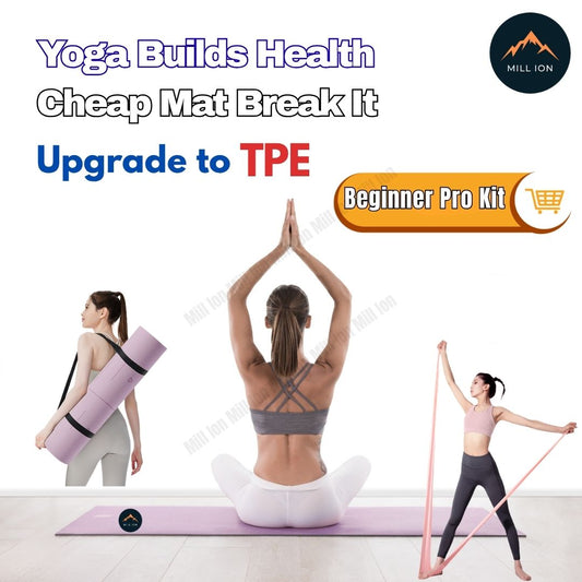 Ready Stock Premium TPE Yoga Mat Non-Slip Eco-Friendly Fitness Exercise Mat with Strap