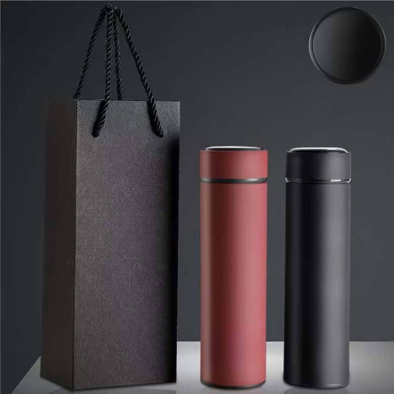 Gift Vacuum Insulated Stainless Steel Thermos Cup Frosted Temperature Display Water Bottle