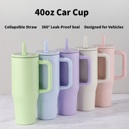 Teacher's Day Gift Customised 1200ml Large Capacity Car Cup with Handle & Straw Stainless Steel Cup Perfect For Coffee & Tea