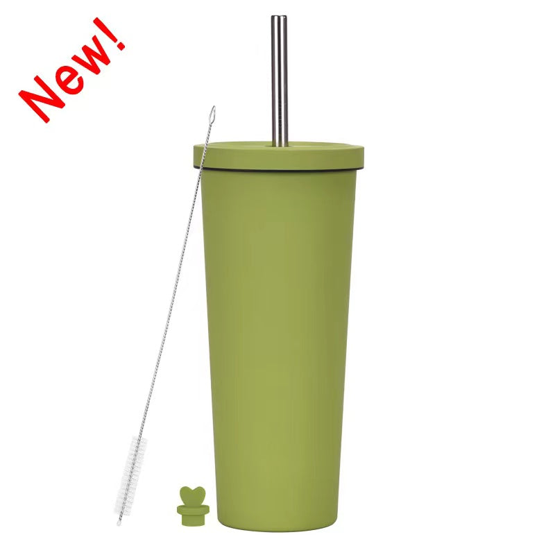 830ml Large Capacity Stainless Steel Straw Cup With Anti-Slip Design