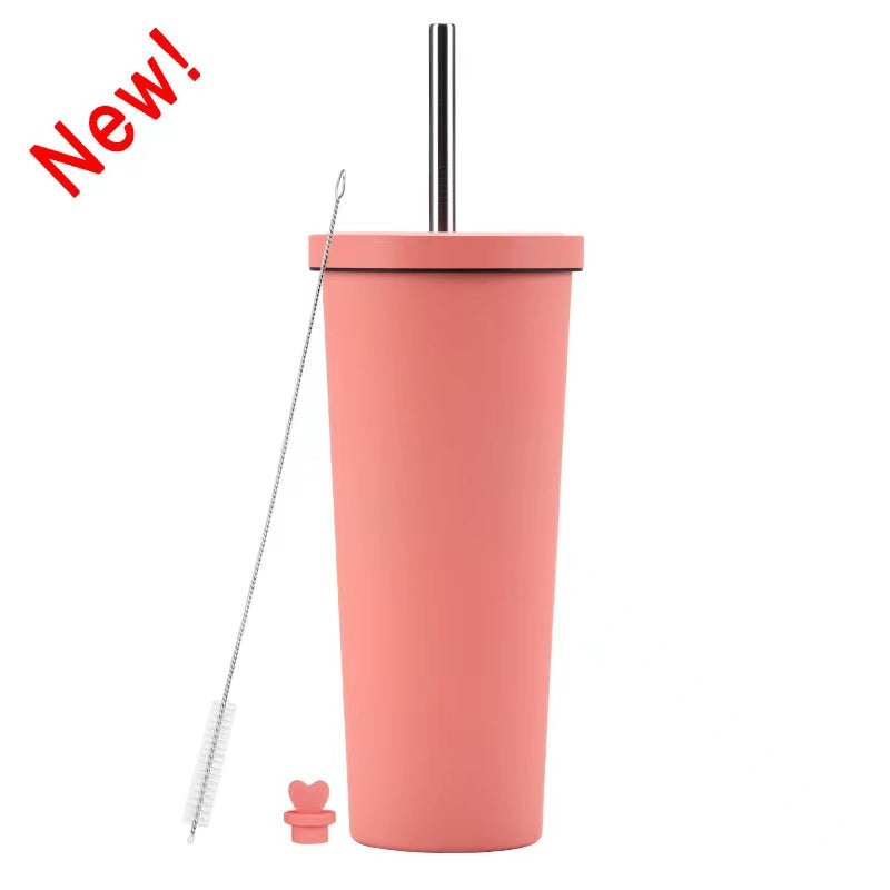 830ml Large Capacity Stainless Steel Straw Cup With Anti-Slip Design