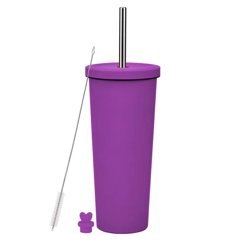 830ml Large Capacity Stainless Steel Straw Cup With Anti-Slip Design