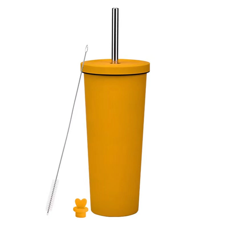 830ml Large Capacity Stainless Steel Straw Cup With Anti-Slip Design