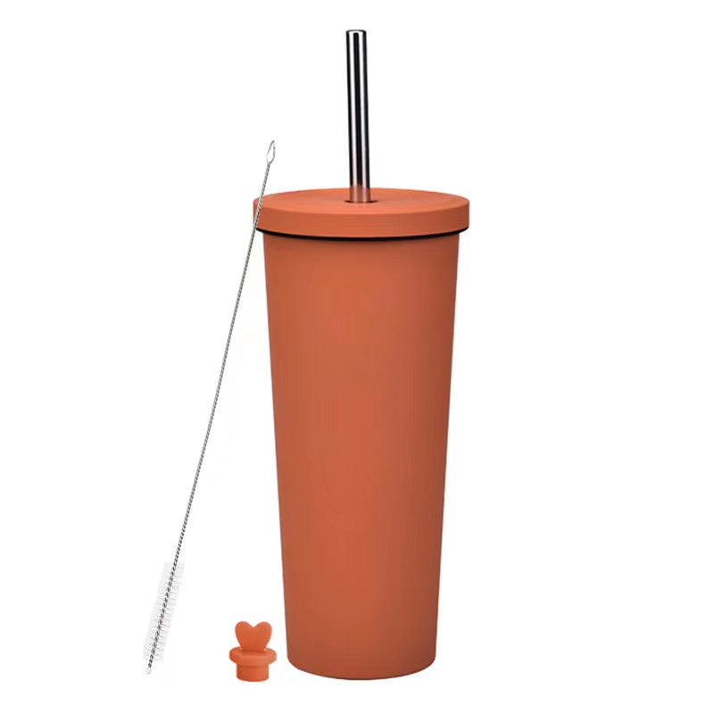 830ml Large Capacity Stainless Steel Straw Cup With Anti-Slip Design