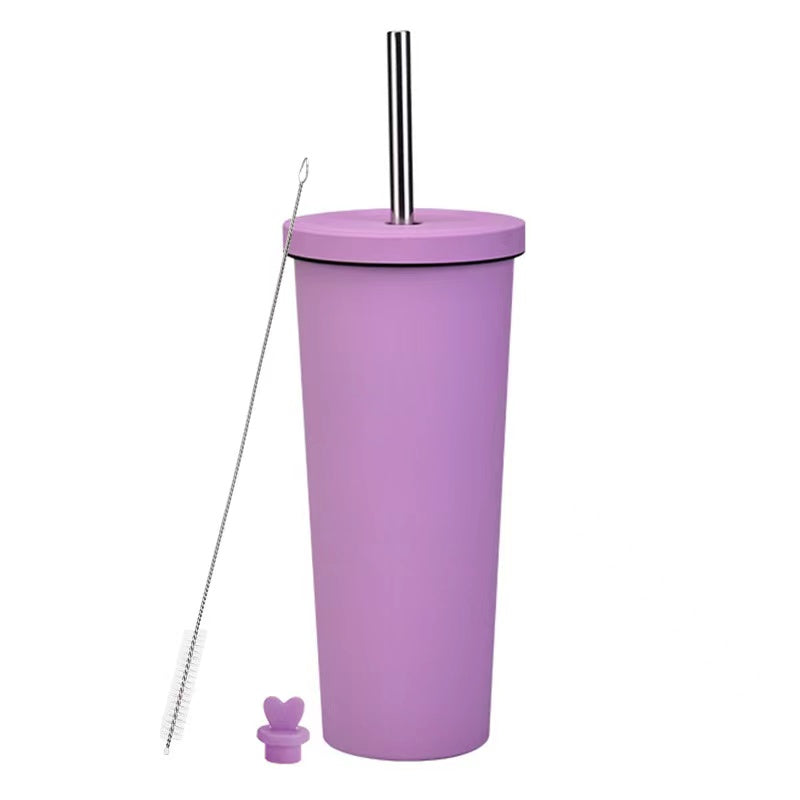 830ml Large Capacity Stainless Steel Straw Cup With Anti-Slip Design