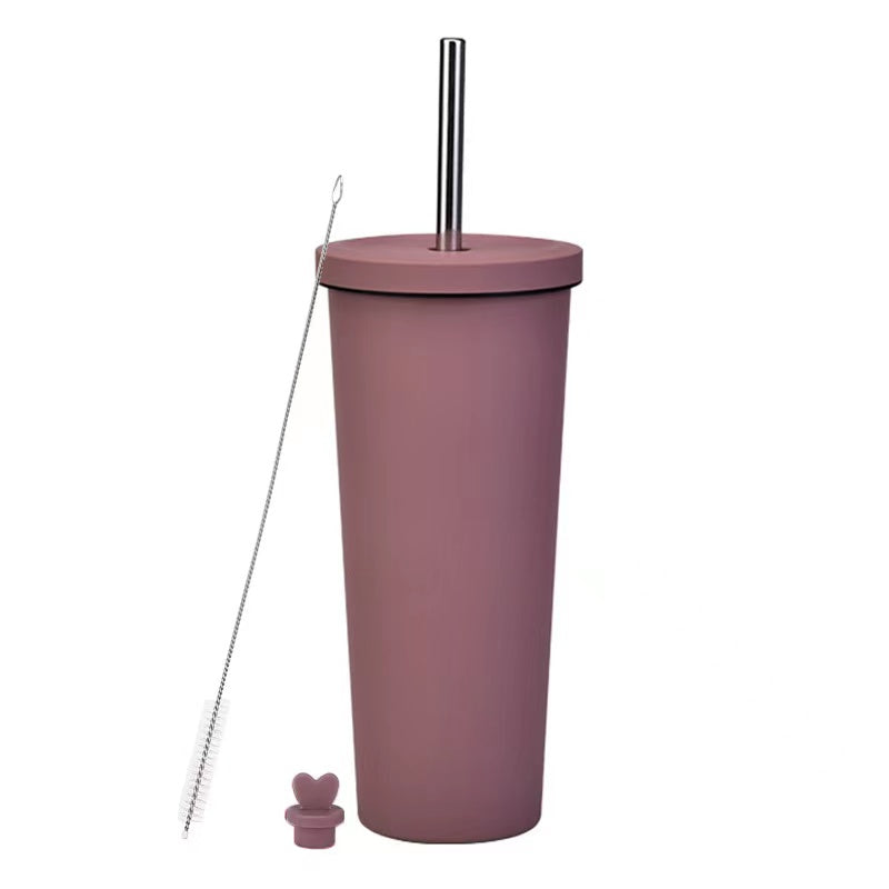 830ml Large Capacity Stainless Steel Straw Cup With Anti-Slip Design