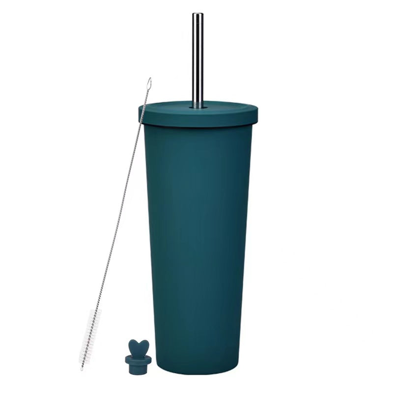 830ml Large Capacity Stainless Steel Straw Cup With Anti-Slip Design