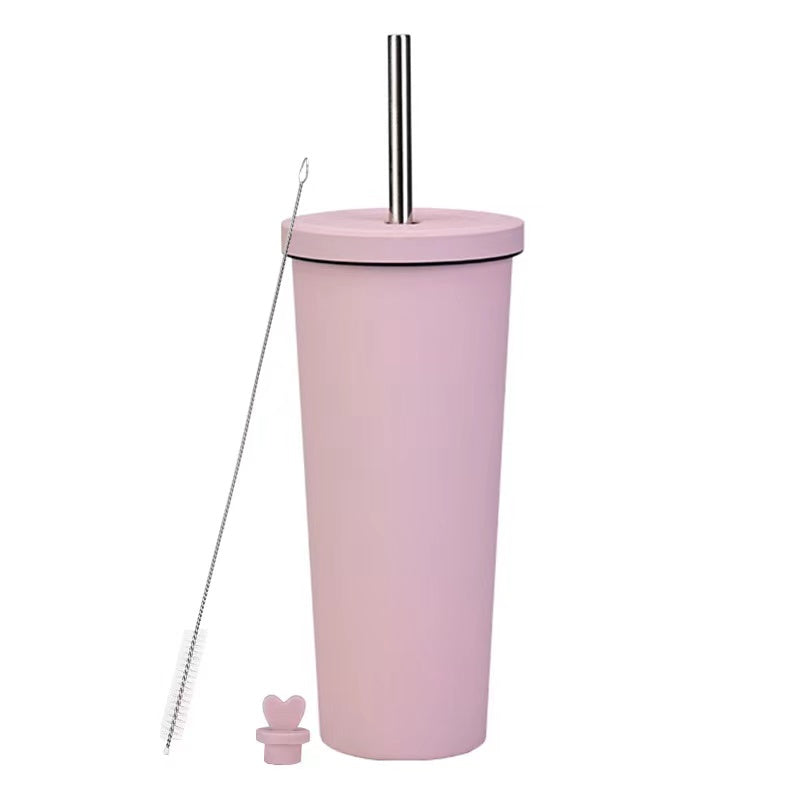 830ml Large Capacity Stainless Steel Straw Cup With Anti-Slip Design