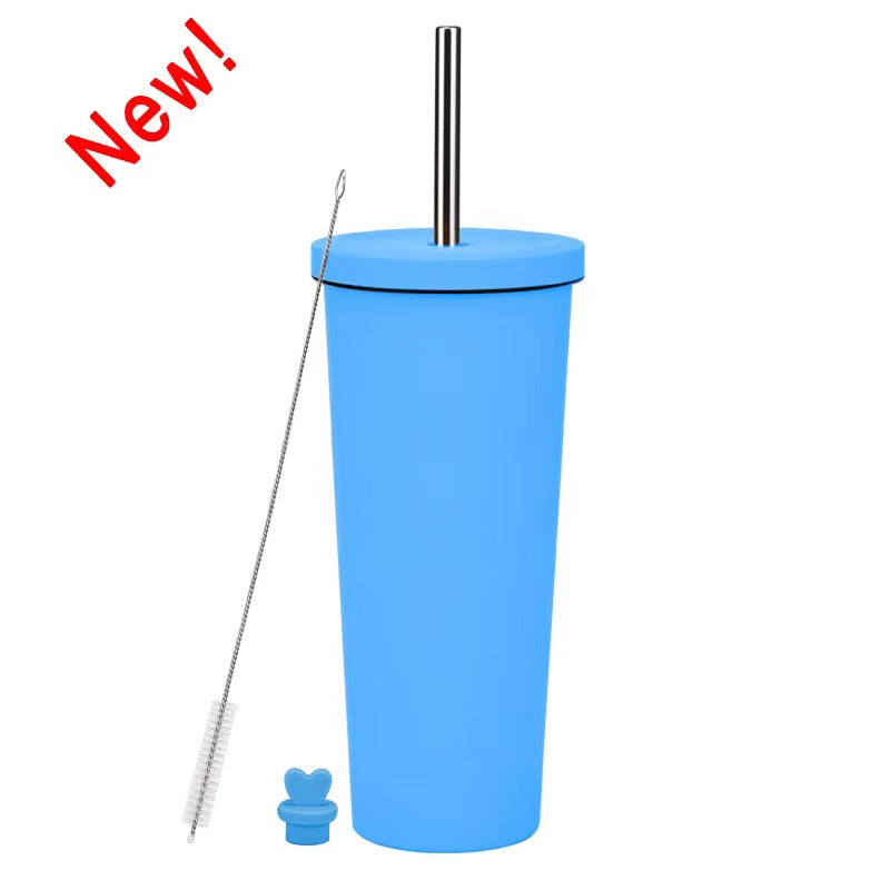 830ml Large Capacity Stainless Steel Straw Cup With Anti-Slip Design