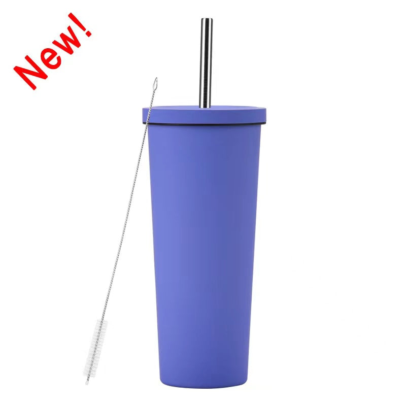 830ml Large Capacity Stainless Steel Straw Cup With Anti-Slip Design