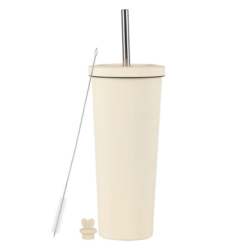 830ml Large Capacity Stainless Steel Straw Cup With Anti-Slip Design