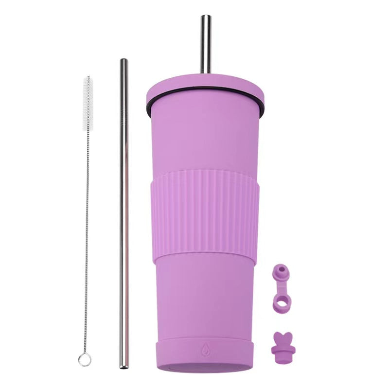 830ml Large Capacity Stainless Steel Straw Cup With Anti-Slip Design