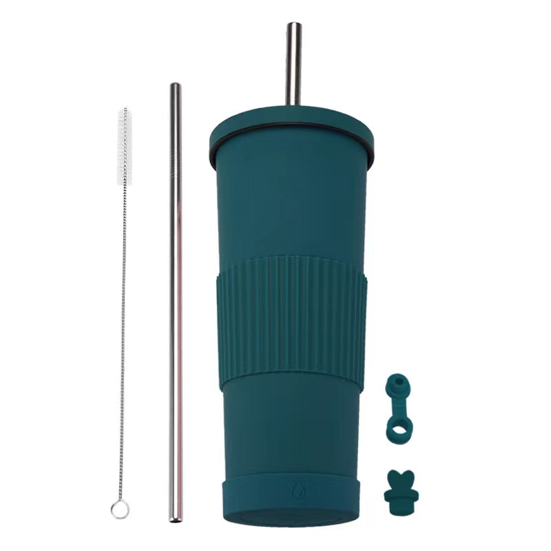 830ml Large Capacity Stainless Steel Straw Cup With Anti-Slip Design