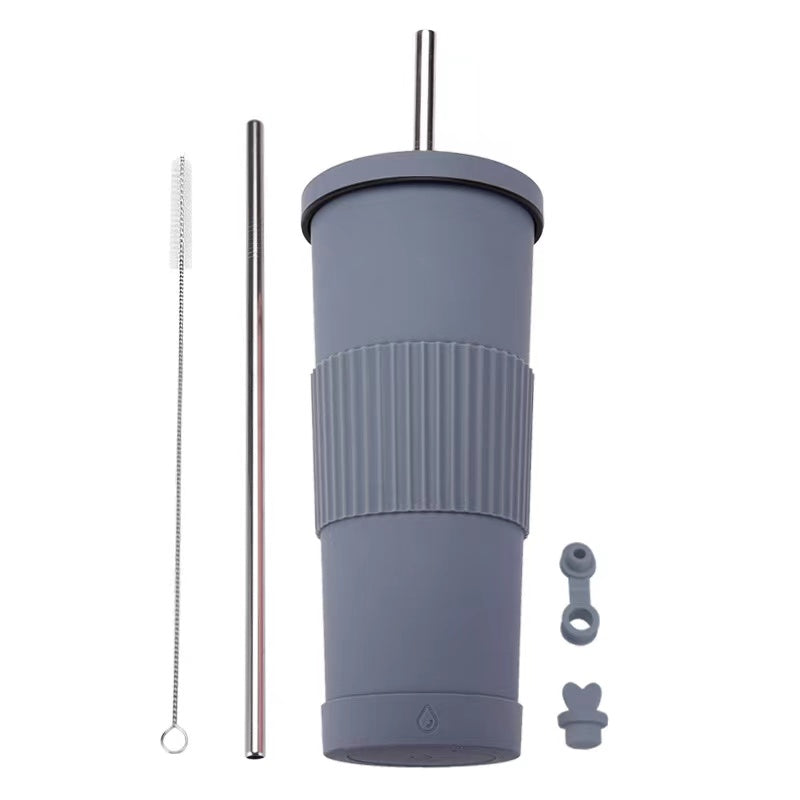 830ml Large Capacity Stainless Steel Straw Cup With Anti-Slip Design