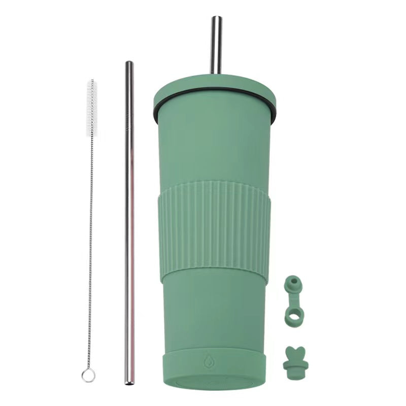 830ml Large Capacity Stainless Steel Straw Cup With Anti-Slip Design