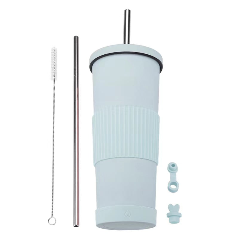 830ml Large Capacity Stainless Steel Straw Cup With Anti-Slip Design