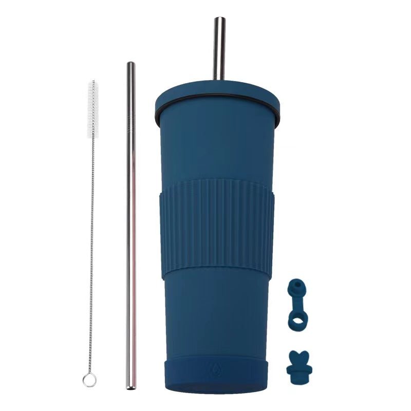 830ml Large Capacity Stainless Steel Straw Cup With Anti-Slip Design