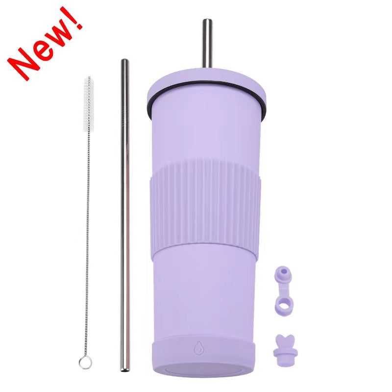 830ml Large Capacity Stainless Steel Straw Cup With Anti-Slip Design