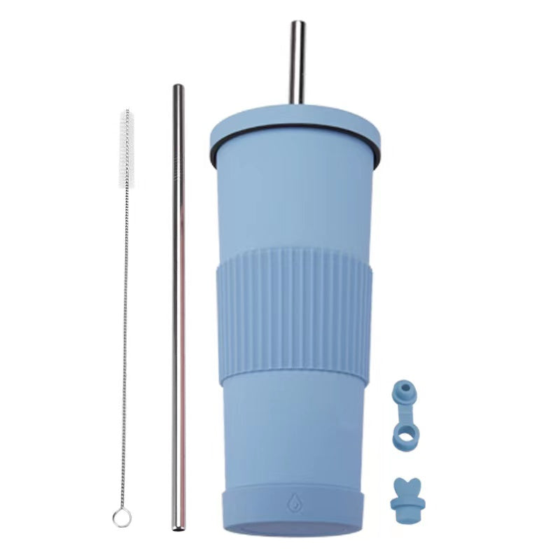 830ml Large Capacity Stainless Steel Straw Cup With Anti-Slip Design