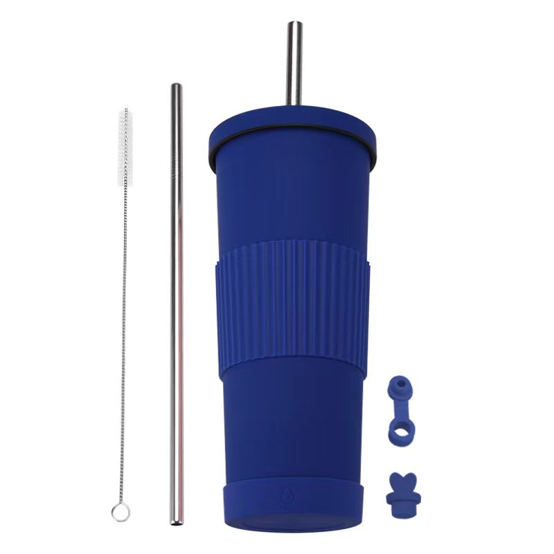 830ml Large Capacity Stainless Steel Straw Cup With Anti-Slip Design