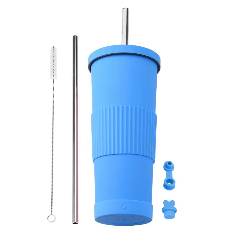 830ml Large Capacity Stainless Steel Straw Cup With Anti-Slip Design