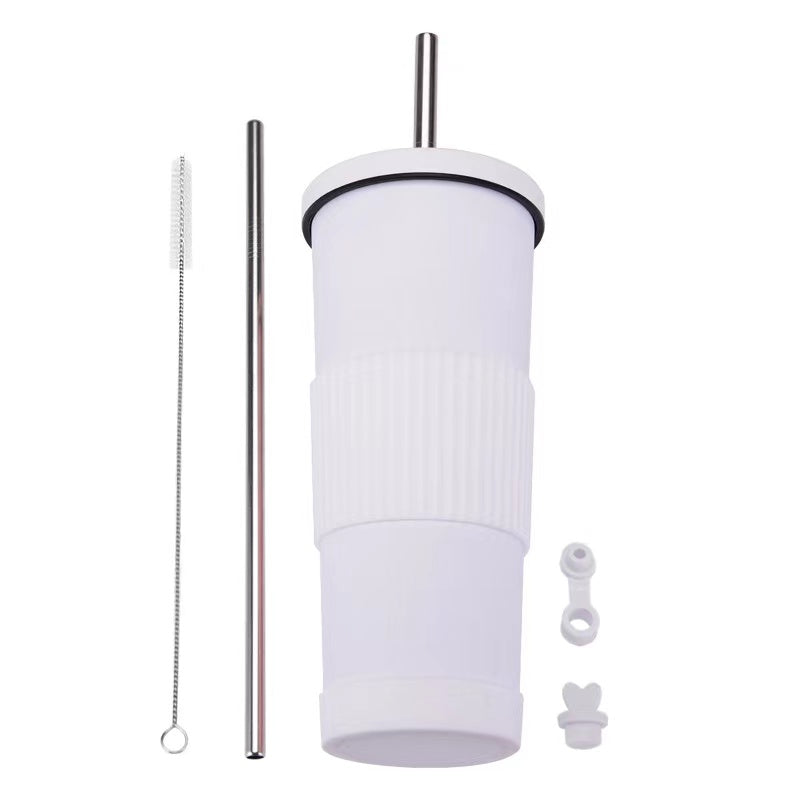 830ml Large Capacity Stainless Steel Straw Cup With Anti-Slip Design