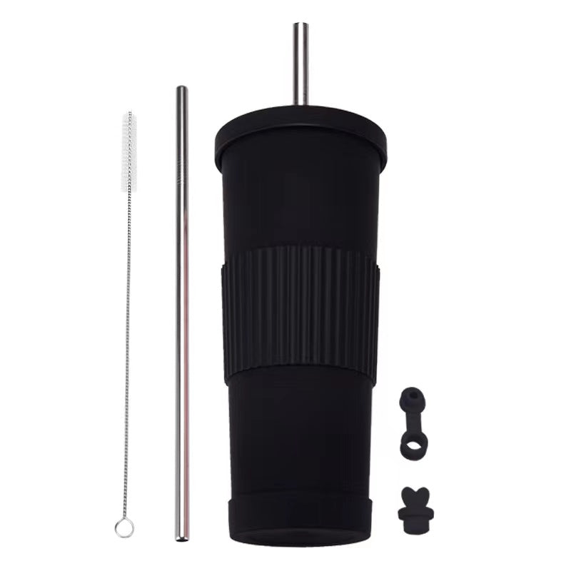 830ml Large Capacity Stainless Steel Straw Cup With Anti-Slip Design