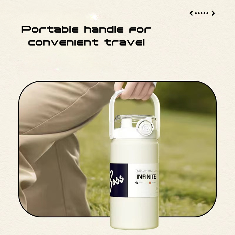 SG Ready Stock Large Capacity Double Drink Stainless Steel Insulated Water Bottle with Handle Portable Sports Cup