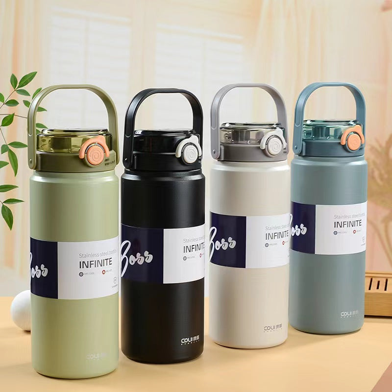 SG Ready Stock Large Capacity Double Drink Stainless Steel Insulated Water Bottle with Handle Portable Sports Cup