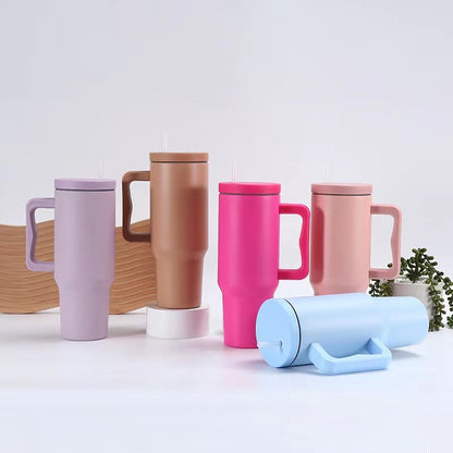 Teacher's Day Gift Customised 1200ml Large Capacity Car Cup with Handle & Straw Stainless Steel Cup Perfect For Coffee & Tea