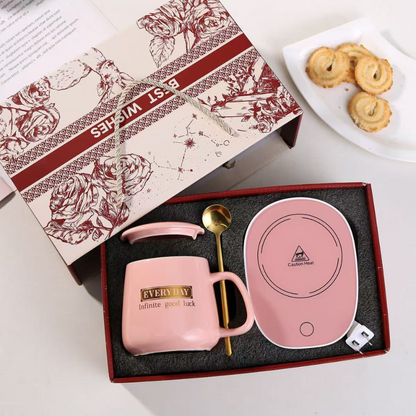 Teacher's Day Gift New Thermostatic mug gift box heating coaster thermal dish ceramic business creative gift mug new 45 degree warming mug