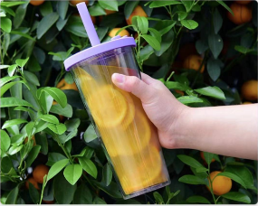 700ml Transparent Double Layer Large Capacity Bubble Tea Cup With Large Hole Straw