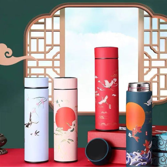 Exquisite 500ml Vacuum Thermal Flask Classical Chinese Style Thermos Mug with Cultural Illustrations Ideal Christmas and New Year Gift