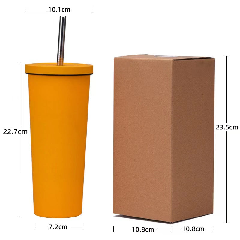 830ml Large Capacity Stainless Steel Straw Cup With Anti-Slip Design