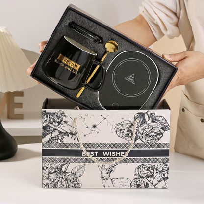 Teacher's Day Gift New Thermostatic mug gift box heating coaster thermal dish ceramic business creative gift mug new 45 degree warming mug