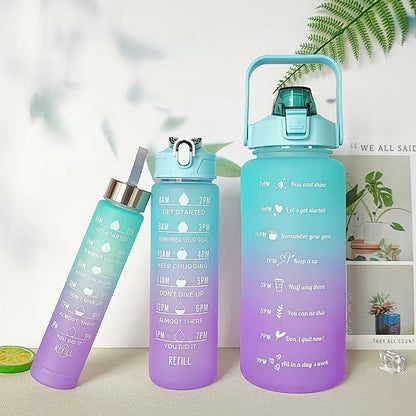 2L Transparent Sports Water Bottle with Straw, Time Scale & Portable Large Capacity