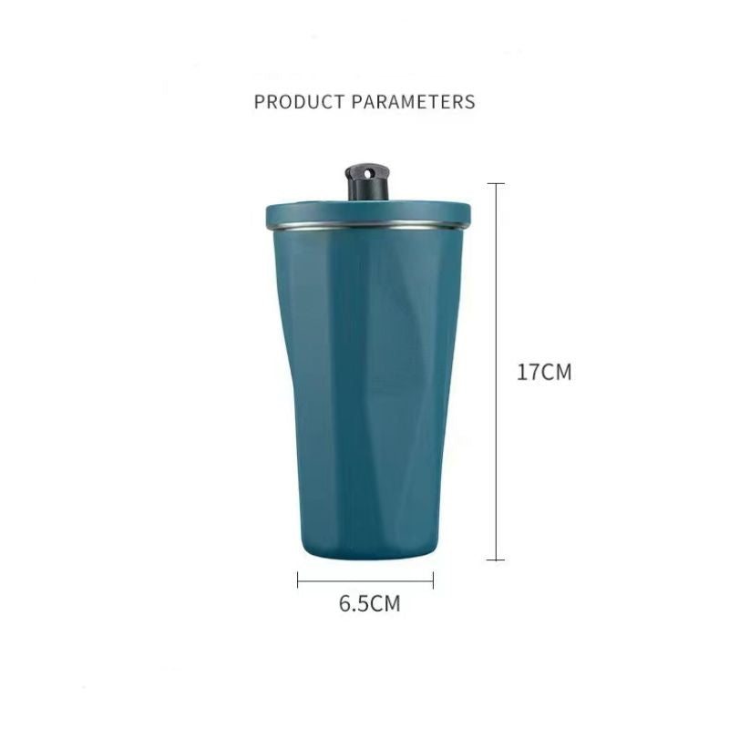 304 Stainless Steel Coffee Mug 600ml Diamond-Shaped Large Capacity Insulated Tumbler with Straw for On-the-Go Hydration