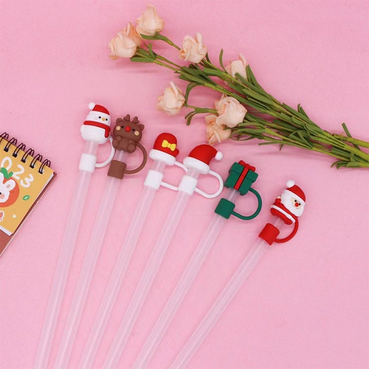 Christmas Theme Straw 8-10mm Cute Cartoon Party Straws