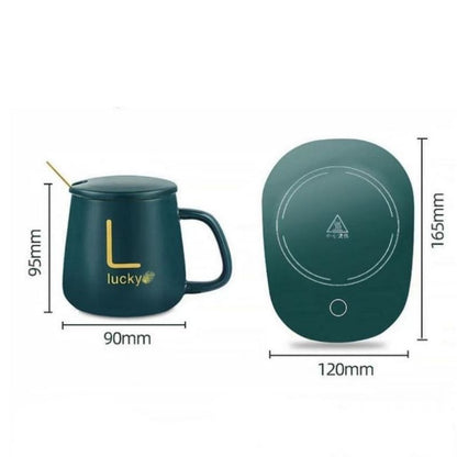 Teacher's Day Gift Ceramic Beverage Mug With Lid & USB Heating Pad Traditional Theme
