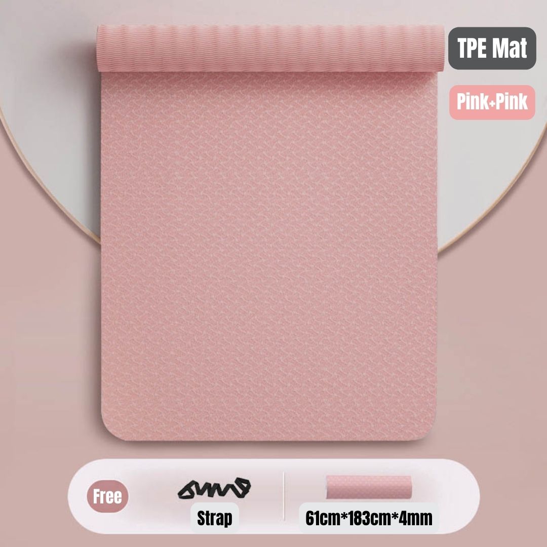 Ready Stock Premium TPE Yoga Mat Non-Slip Eco-Friendly Fitness Exercise Mat with Strap