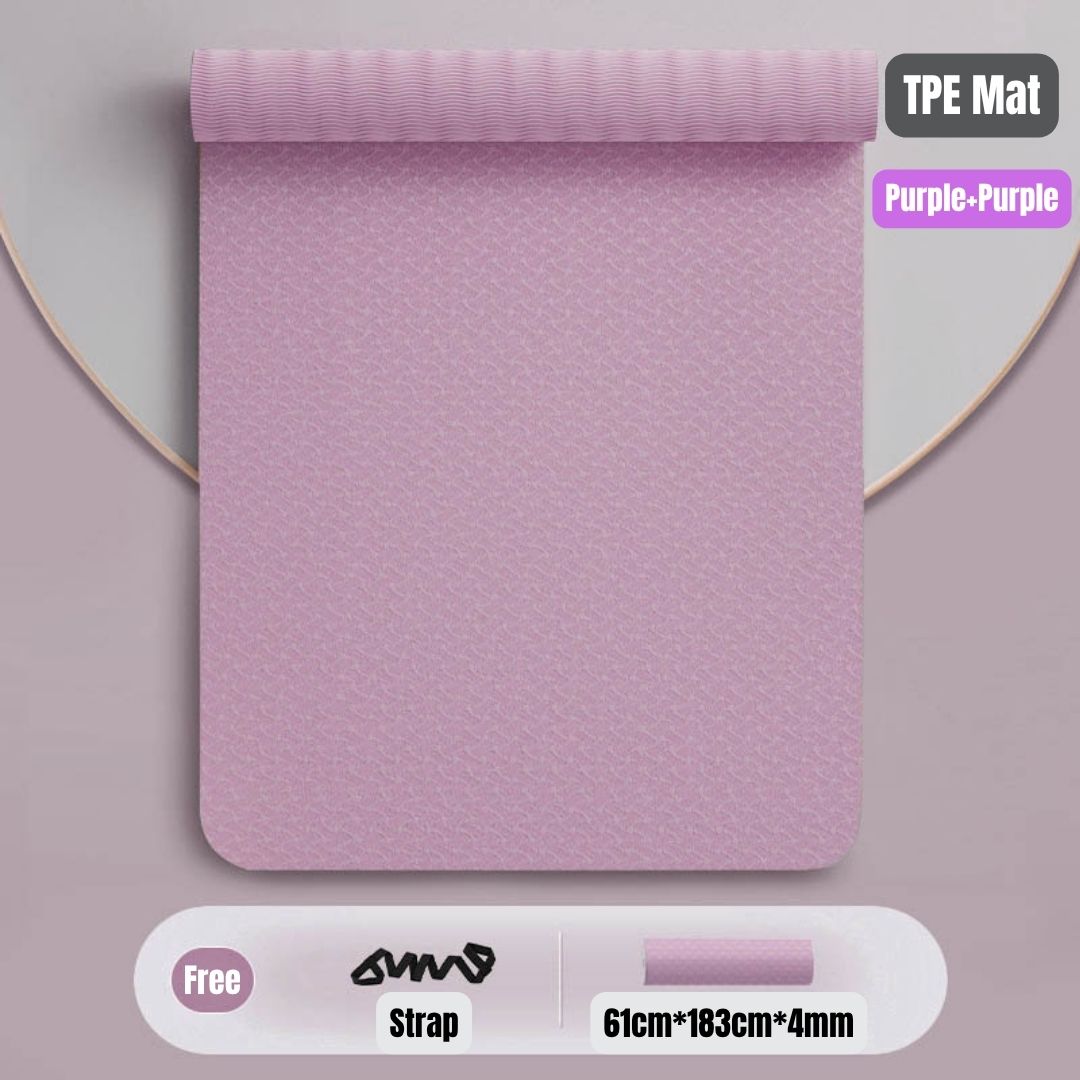 Ready Stock Premium TPE Yoga Mat Non-Slip Eco-Friendly Fitness Exercise Mat with Strap