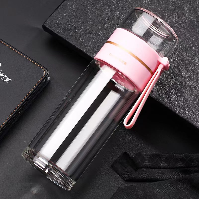 Teacher's Day Gift Double-Layer High Borosilicate Glass Tea Infuser Set With Stainless Steel Tumbler