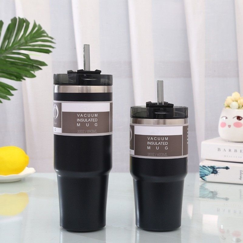 Stainless Steel Car Cup with straw lid thermal tumbler mug & Coffee cup