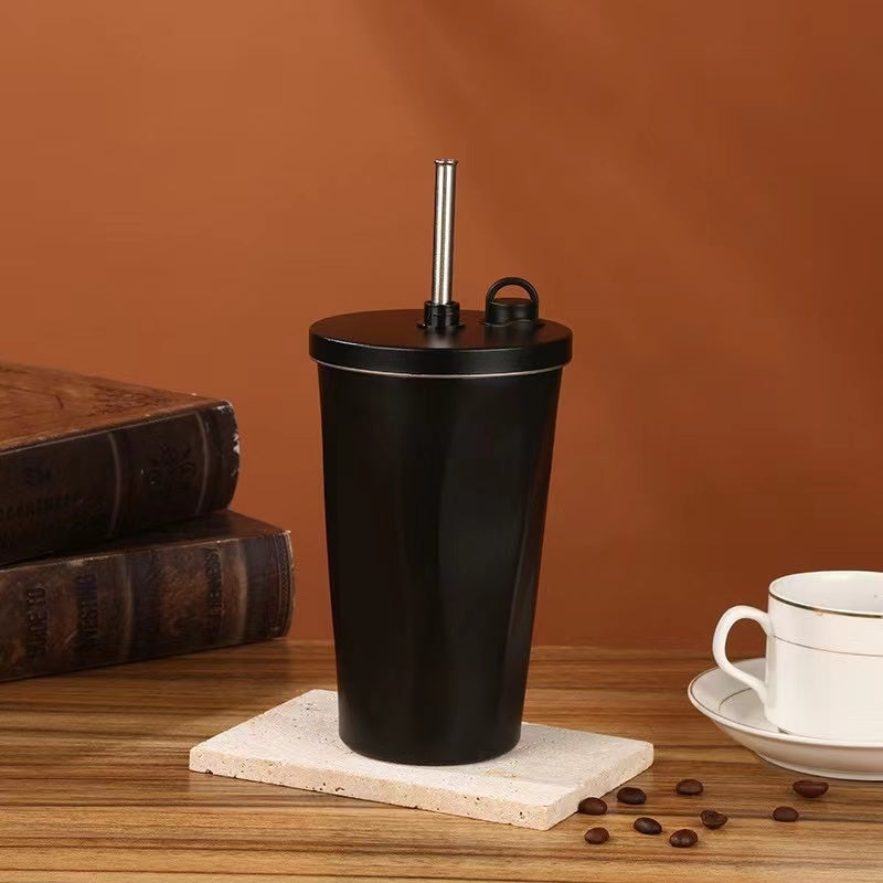 304 Stainless Steel Coffee Mug 600ml Diamond-Shaped Large Capacity Insulated Tumbler with Straw for On-the-Go Hydration